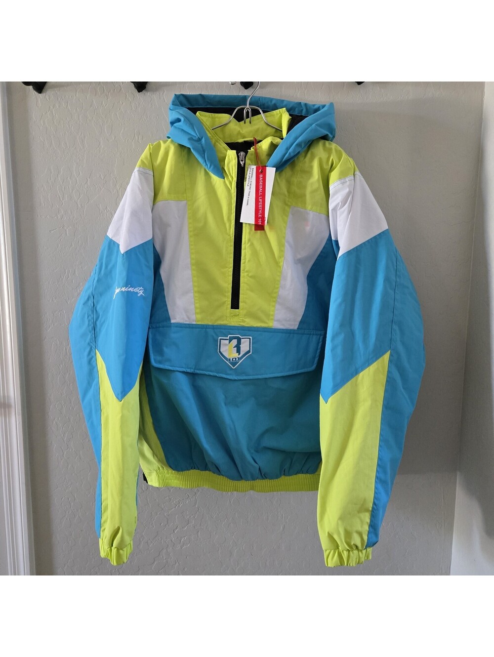 Baseball Lifestyle 101 Colorblock Pullover Jacket Highlighter Men's Medium